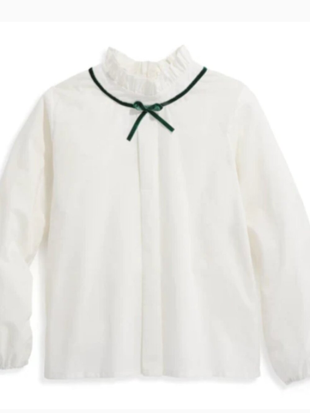 NWT bella bliss White with Green Contrast Trim Keller Blouse Size: 10